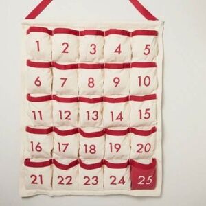 Oui Advent Canvas Wall Calendar With Red Trim